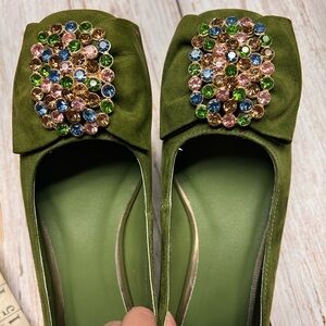 Embellished Green Women's Shoes